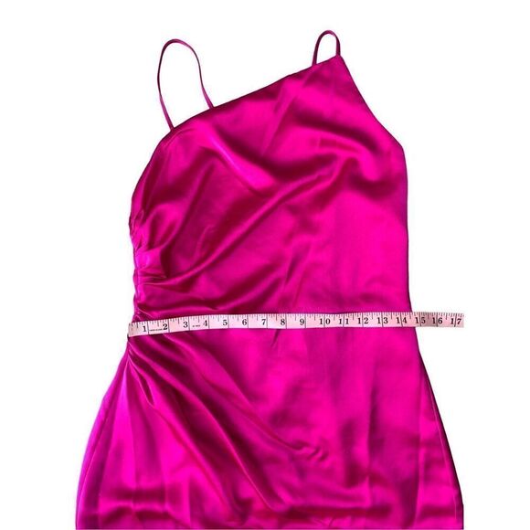 Milly Electra Satin Slip Midi Dress in Fuchsia Size 10 - Picture 12 of 16